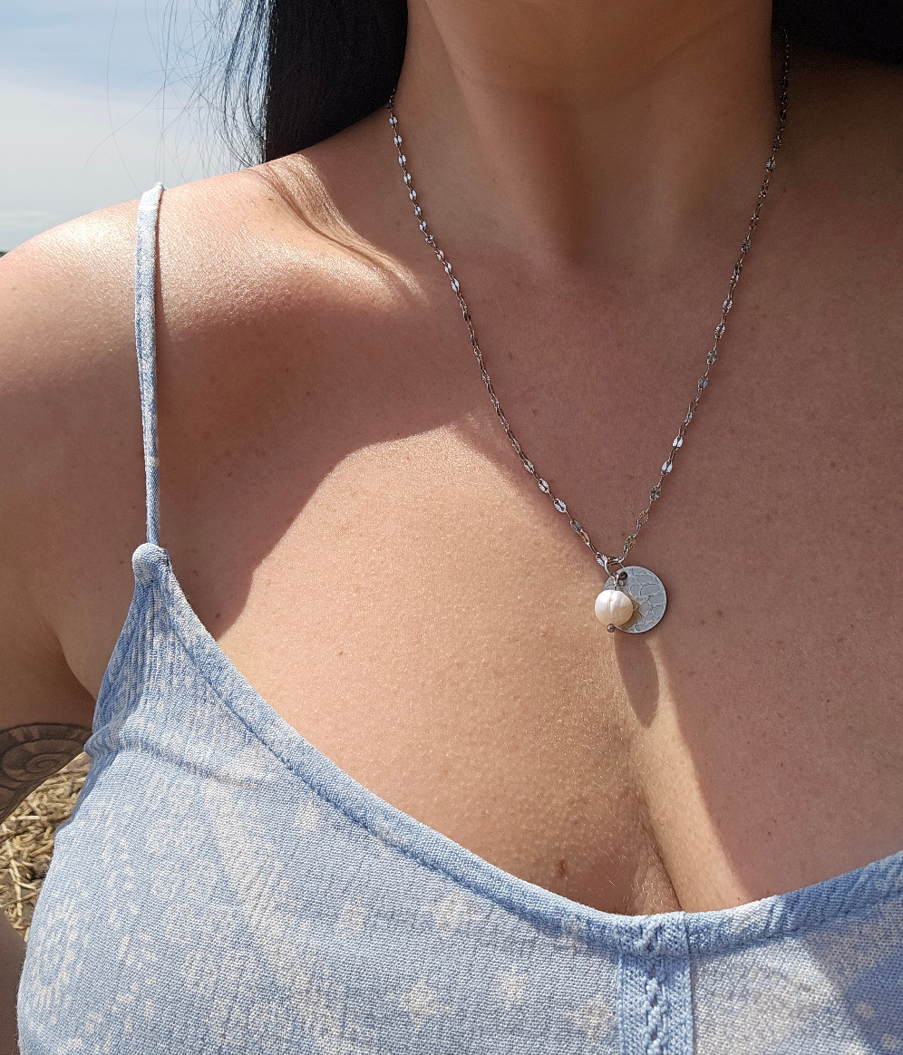 Collier - Perle argent