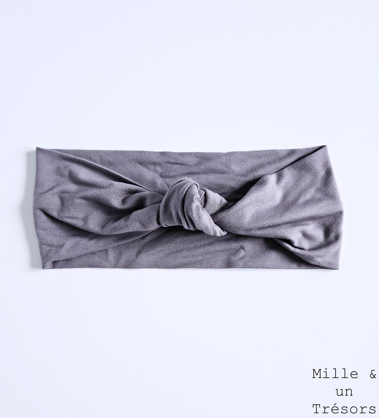 Bandeau à cheveux noué gris foncé