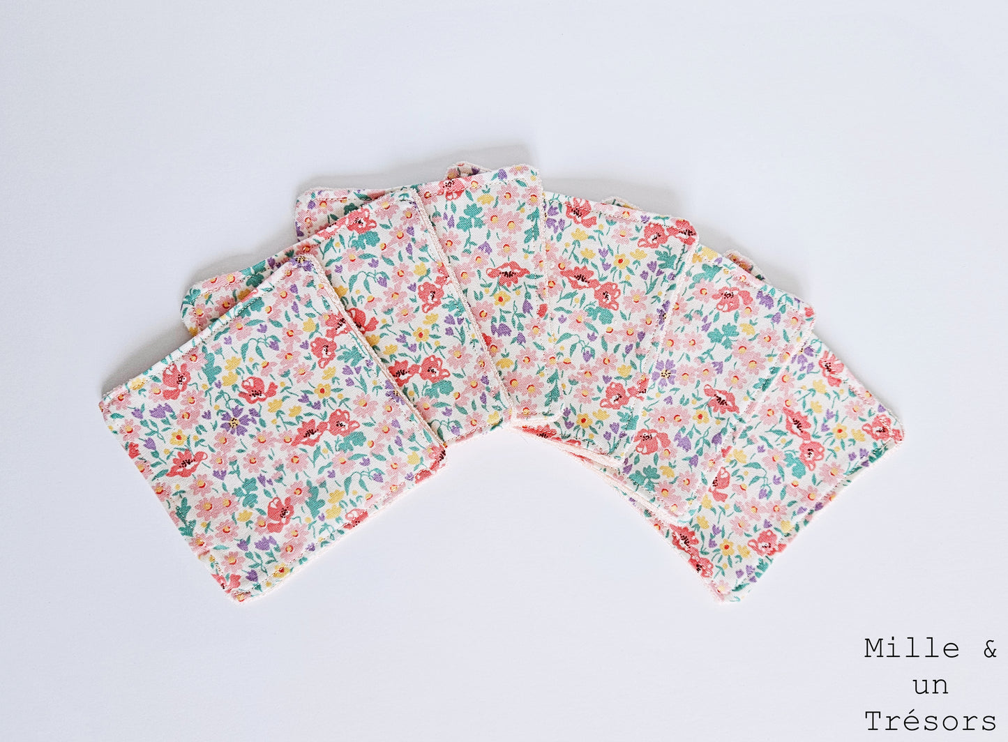 Lingettes démaquillantes lavables - Fleurs roses