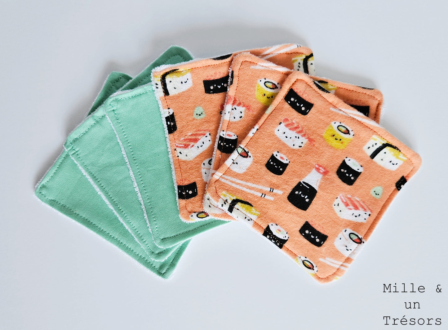 Lingettes démaquillantes lavables - Sushis