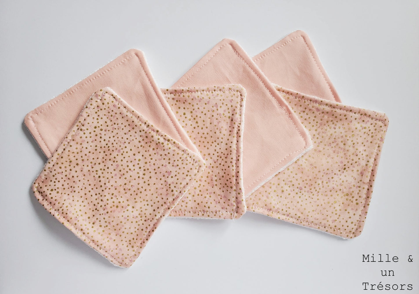 Lingettes démaquillantes lavables - Roses et dorées