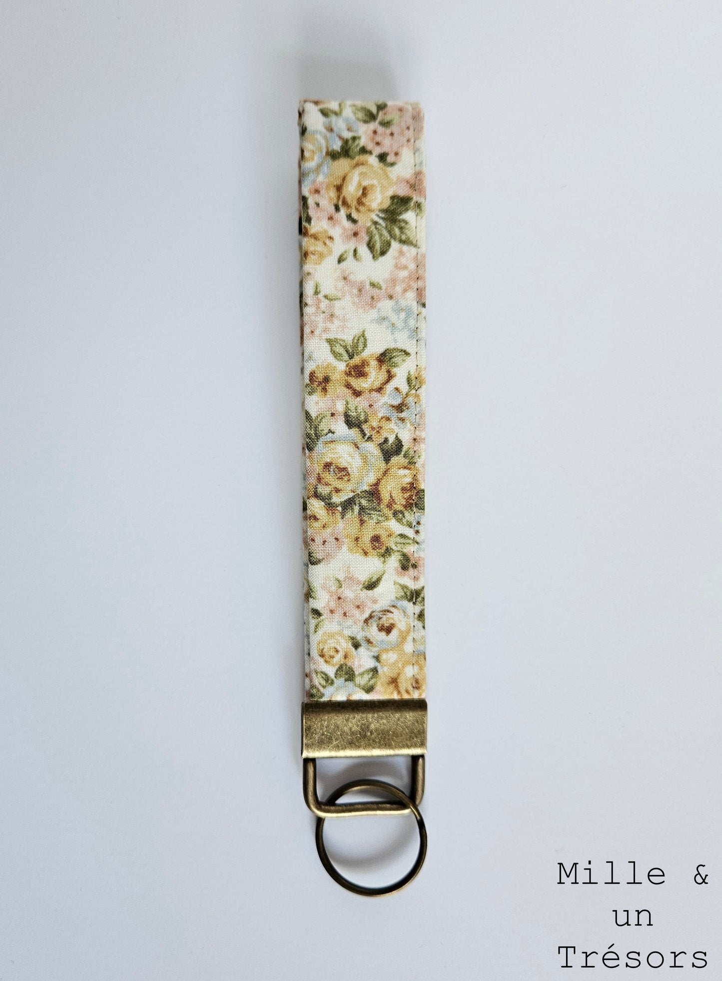 Porte-clé - Fleuri beige