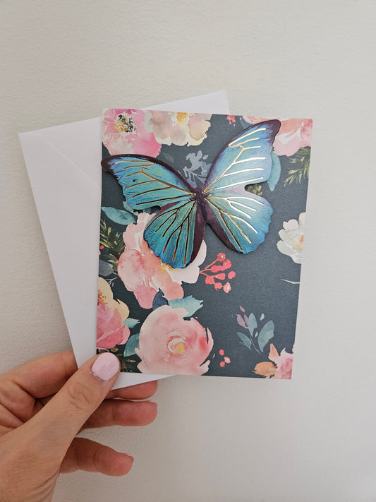 Carte de souhaits  - Papillon bleu