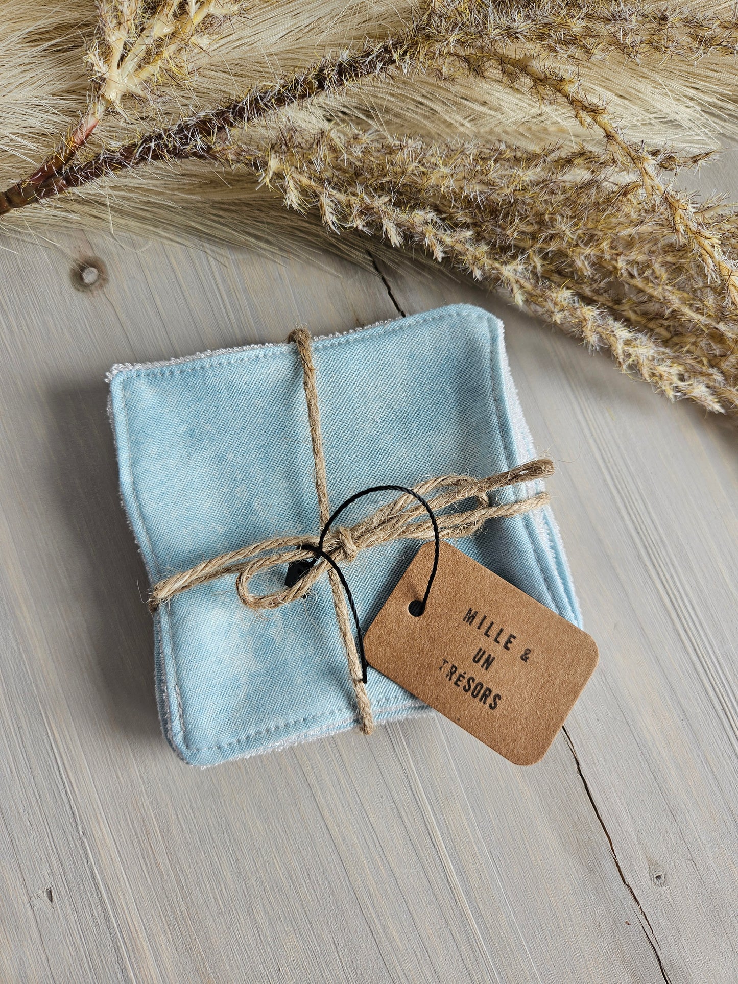 Lingettes démaquillantes lavables - Bleu marbré