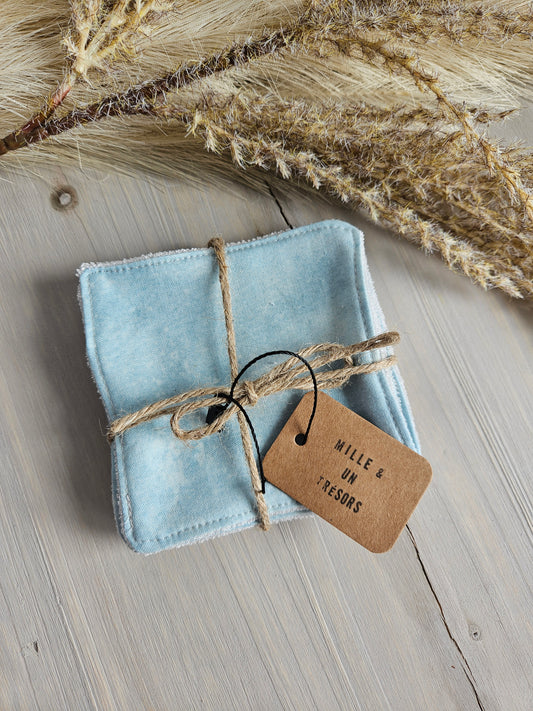 Lingettes démaquillantes lavables - Bleu marbré
