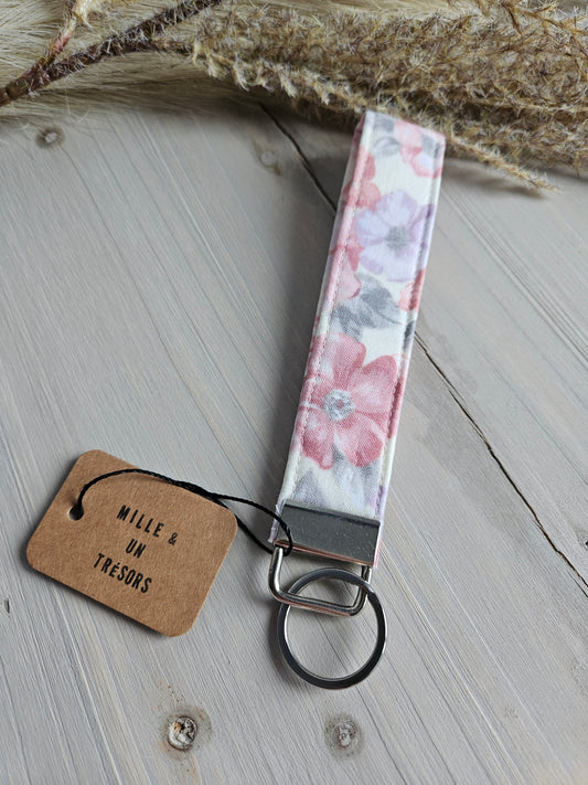 Porte-clé - Fleurs roses