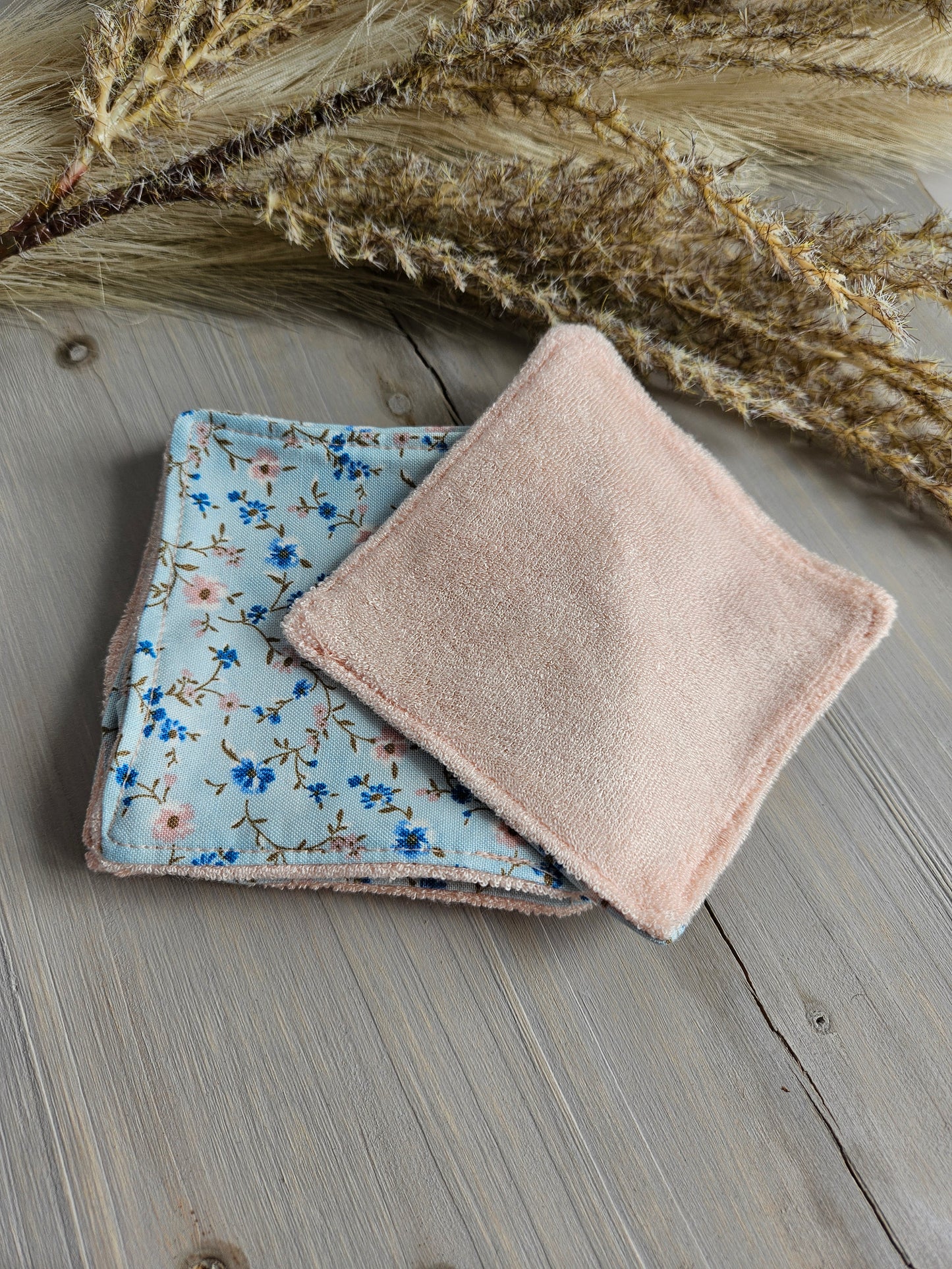 Lingettes démaquillantes lavables - Fleurs bleues